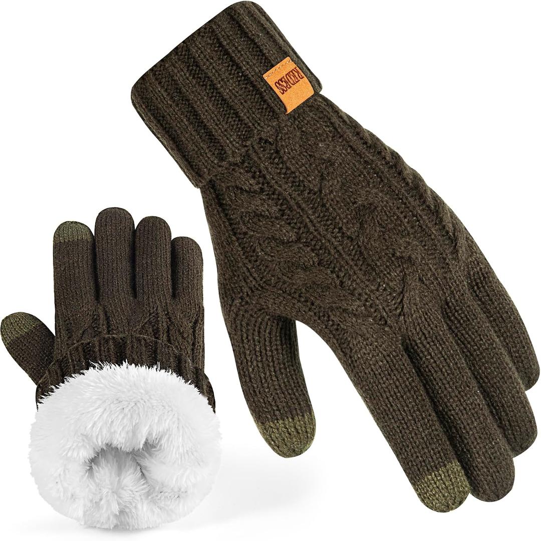 REDESS Winter Gloves for Women Thermal Warm Knit Fleece Lined Touchscreen Texting Gloves for Cold weather