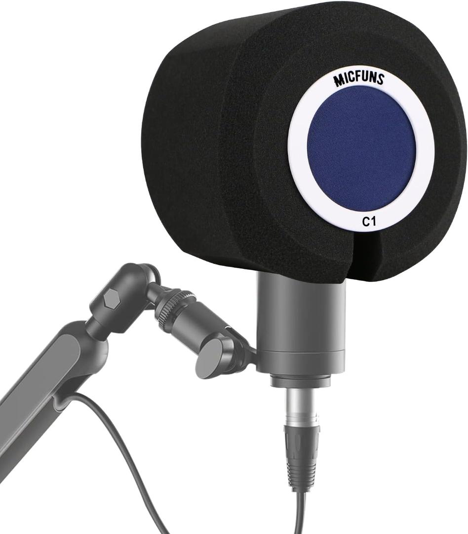 Micfuns C1 Professional Microphone Windscreen Wind Shield Pop Filter, Acoustic Filter for 1.77 inch-2.36 inch Recording Studios Microphones (Blue)