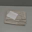 jinchan Linen Valance Curtain Striped Valance for Windows 18 Inch Light Filtering Kitchen Curtain Farmhouse Double Layer for Living Room Ticking Rod Pocket 1 Panel Taupe Grey on Linen