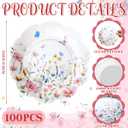 100 Pcs Wildflower Paper Plates Disposable Dessert Baby Bridal Shower Party Supplies Floral Dessert Plates Bulk Birthday Tea Party Serving Tray for Wedding Birthday