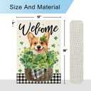 DLZDN St Patricks Day Dog Garden Flag Shamrocks Clovers Corgi Flag 1218 Inch Double Side Vertical Burlap Farmhouse Yard Sign Holiday Outdoor Decoration