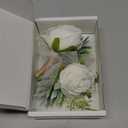 Serwalin White Rose Corsage and Boutonniere Set, Boutonniere for Men and Wrist Corsage Wristlet Prom Homecoming Wedding Flowers Accessories Party Suit Decorations