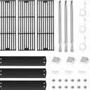 CANDANA Replacement Parts for Chargriller 3001, 3008, 3030, 4000, 5050, 5252 Grill Models, Stainless Steel Burner, Porcelain Steel Heat Plates, Porcelain Cast Iron Cooking Grid Grates, Igniters