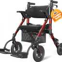 VOCIC Walkers for Seniors, Wheelchairs for Adults, Rollator Walker with Seat, 2 in 1 Rollator Transport Chair with Brakes, Rollator Lightweight Foldable, Walker Wheelchair Combo