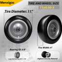 11x4.00-5" Tires and Wheel (with 5/8" Bearings) Flat Free, 11x4-5" Lawn Mower Tire, Zero Turn Front, 3.4"-5.6" Centered Hub, 11x400-5 Airless Solid Smooth Tires