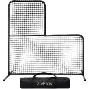 ZivPlay L Screen Baseball Screen Pitching Screen for Batting Cage Pitcher Protection 7x7 ft Protector Net Includes Portable Carry Bag, 7 X7 Feet With 3.5x3.5 Feet Cut Out