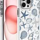 Compatible with iPhone 15 Plus Case for MagSafe, Clear White with Ocean Shells Design Drop Proof Rugged Magnetic Charge Shockproof for iPhone 15 Plus