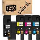 v4ink High Yield Compatible Toner Cartridge Replacement for Dell 1250 810WH C5GC3 XMX5D WM2JC (KCMY, 4-Pack) for use in Dell 1250c Dell C1760nw 1350cnw 1355cn 1355cnw C1765nf C1765nfw Printer