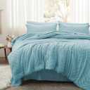 Anluoer Full Comforter Set, Light Blue Tufted Bed in a Bag 7 Pieces with comforters and Sheets, All Season Bedding Sets with 1 Comforter, 2 PillowShams, 2 Pillowcases, 1 Flat Sheet, 1 Fitted Sheet