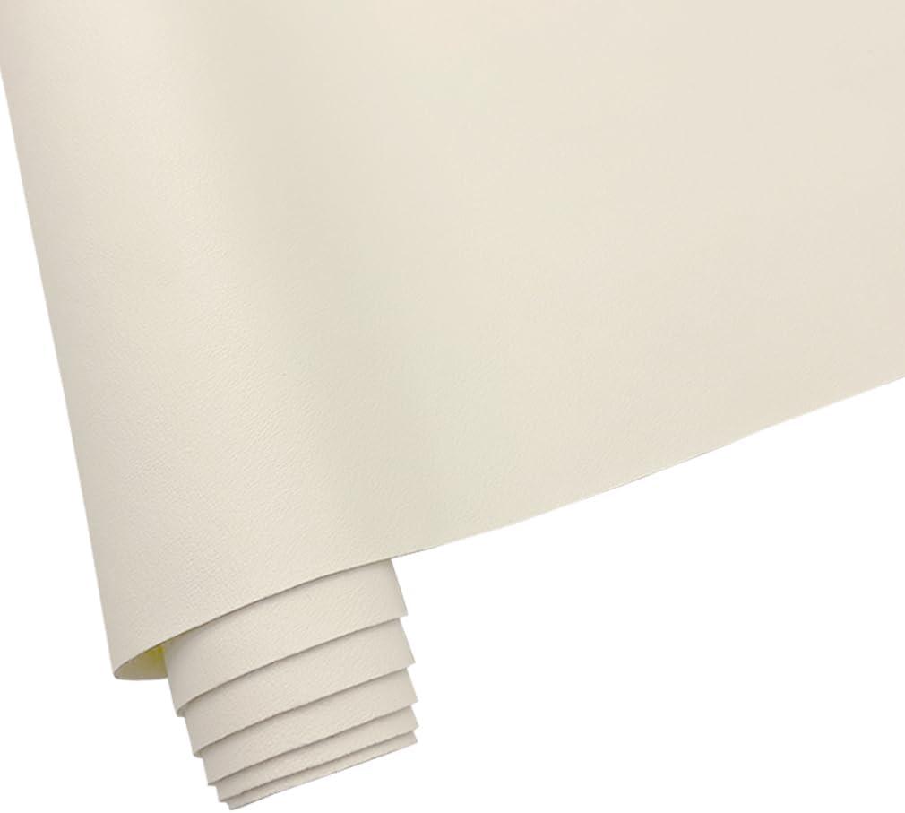 Soft Smooth Faux Leather Fabric Solid Color Vegan Synthetic Imitation Leather Fabric 16" x 54 Large Size for Upholstery Crafts, DIY Sewings, Earrings Bows Wallets Making (White)
