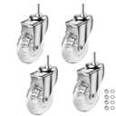 3 inch Stem Caster Wheels, M825mm Threaded Stem Castors Wheels, 360 Degree Rotated Crystal Clear Wheel,Soft Polyurethane Furniture Wheels for Carts and DIY Projects