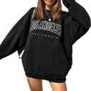 LilyCoco Women's Graphic Sweatshirts Oversized Long Sleeve Sweatshirt Pullover Tops (XX-Large, Dark Green)