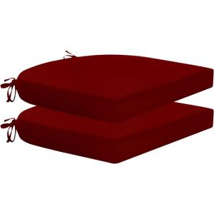 HARBOREST Outdoor Chair Cushions Set of 2, Water Resistant Patio Chair Cushions with Ties, Outdoor Seat Cushions for Patio Furniture, 17"x16"x2", Burgundy
