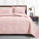 Love's cabin Quilts for Queen Bed Pink Bedspreads - Soft Bed Summer Quilt Lightweight Microfiber Bedspread- Modern Style Coin Coverlet for All Season - 3 Piece (1 Quilt, 2 Pillow Shams) (Full/Queen (90"x96"))