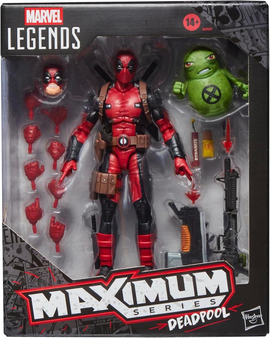 Marvel Legends Maximum Series Deadpool, Deluxe Deadpool Comics Collectible 6-Inch Action Figure with 24 Accessories Including X-Forces Doop