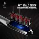 Heated Ionic Hair Straightening Brush for Men - 5 Temperature Settings, Anti-Scald, Beard Shaper & Travel Bag