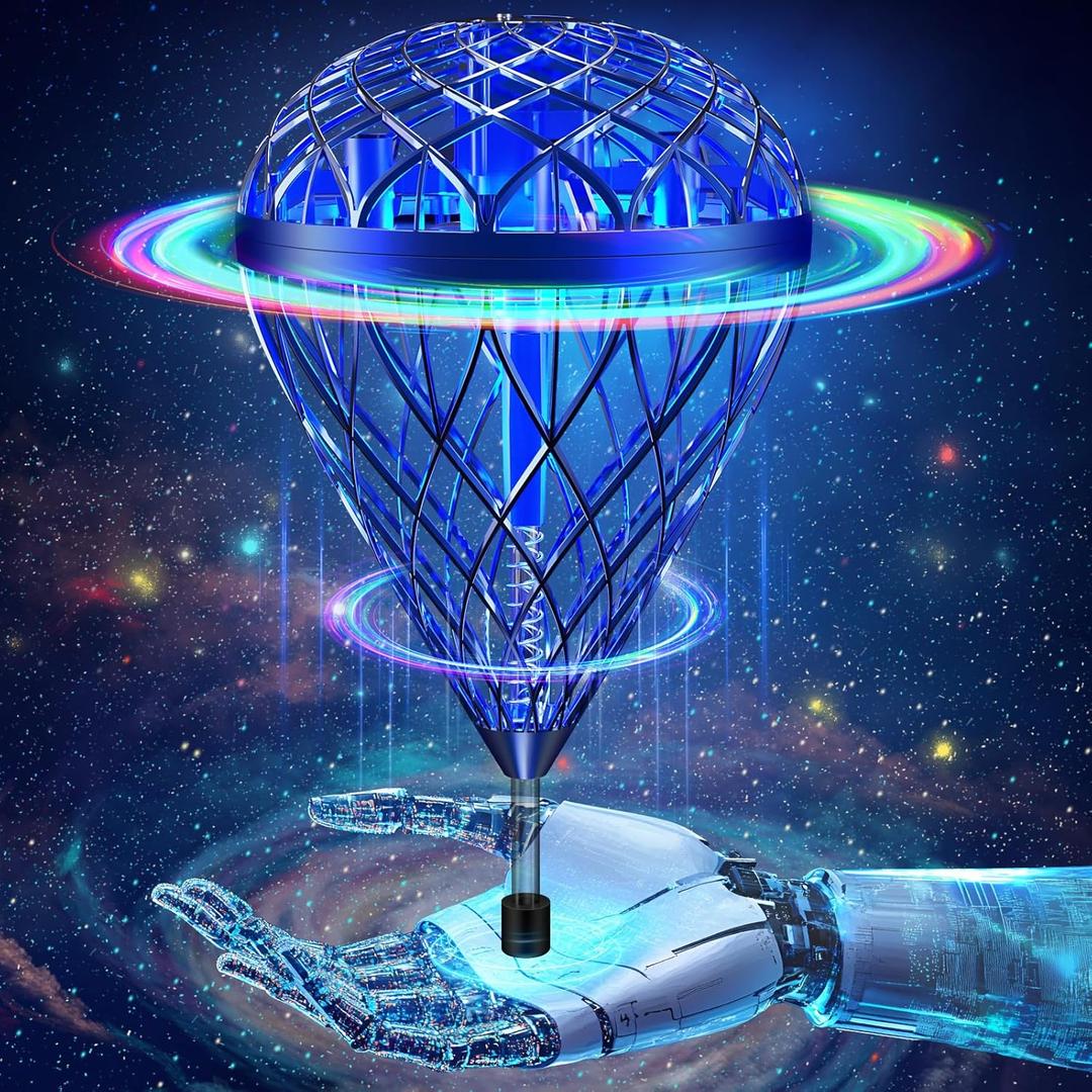 The Latest Cool and Magical Flying Toy, Combining AI Motion Control Technology with Contact Sensing System, Make it Become Bounce & Flip & Flight Toys, Fully unleashing Your Creativity. (Blue)