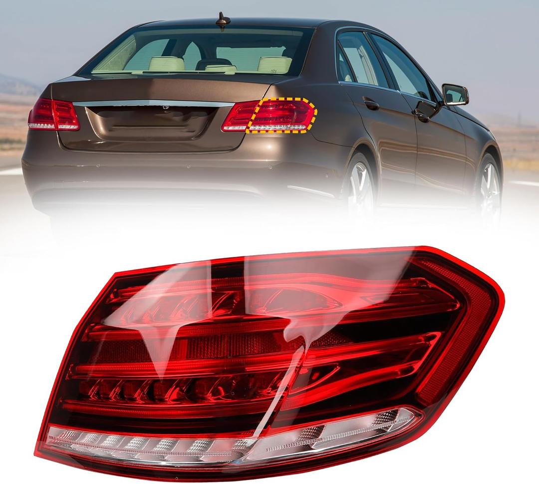 Dasbecan Passenger Right Side Tail Light Assembly Compatible with 2014-2016 Mercedes-Benz W212 E-Class E250 E300 E350 E400 E550 E63 Rear Lamp Outer w/Led Bulbs Replaces# 2129061403 MB2805112