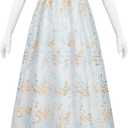 NSPSTT Golden Regency Dresses for Women 1800s Vintage Dress Victorian Ball Gown with Gloves, Blue, L