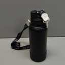 Black Leopard Skin Stainless Steel Water Bottle with Strap 32oz, Insulated Bottles with Straw and Spout Lid for Gym Sports Travel Outdoor, Gifts for Women Girls Birthday Christmas