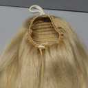 Extensions Drawstring Long Straight Fake Pony Tail Natural Soft Clip in Hair Extension Synthetic Heat Resistant Hairpiece 20 Inch Light Blonde