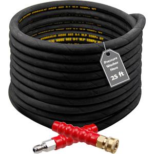 Twinkle Star 25FT Pressure Washer Hose with 3/8 Inch Quick Connect, High Tensile Wire Braided Power Washer Hose, 4000 PSI