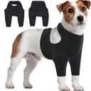 IDOMIK Dog Recovery Suit for Front Legs, Adjustable Dog Leg Sleeves to Stop Licking, Dogs Elbow Braces Protector for Leg Injuries Shoulder Wound, Cone Collar Alternatives,Black,L (L(Chest Girth:21.26"-24.41"))