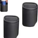 2 PCS Large Car Door Cup Holders, Clip On Back Seat Cup Holders for Cars, Scratch-Resistant & Waterproof Leather Storage Bag for Beverage Mobile Phone, Universal for Most Cars (Black)