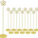 Urban Deco 12PK Table Number Holders 12 Inches Pentagram Place Card Holder Metal Table Card Holders, Picture Holders for Tables, Card Holder Stand for Wedding Dcor-Gold