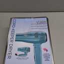 Conair Cord-Keeper Dryer with Folding Handle and Retractable Cord, 1875W Travel Hair Dryer, Ionic Technology, Teal (Blue)