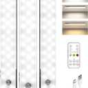 EZVALO 3-Pack Under Cabinet Lighting, 2000mAh Rechargeable Wireless Motion Sensor Lights, 62LEDs, 3 Color Temps, Dimmable, Timer, Magnetic, with Remote Control for Kitchen, Closet, Stair