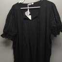 GRACE KARIN Womens Summer Top Casual Crewneck Short Puff Sleeve Crochet Lace Embroidered Blouses Shirts (Small, Black)
