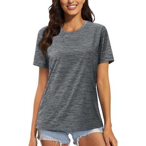 MAGCOMSEN Sports Shirts Women Athletic Short Sleeve Breathable Running Golf Sports T-Shirt Loose Fit Tops Dark Grey, XL