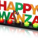 Rossesay Happy Kwanzaa Flameless Tea Light Candle Stand Table Happy Kwanzaa Centerpiece Decoration with Lighted Table Candle Holder Decoration Return Gifts for Festival Holiday
