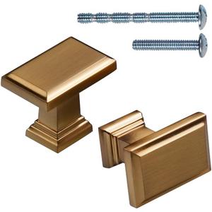 10 Pack Champagne Bronze Kitchen Cabinet Knobs,Single Hole Brushed Brass Drawer Pulls Dresser Hardware,1.5 inch (38mm) Overall Length for Kitchen Cupboard Doors Closet Hardware