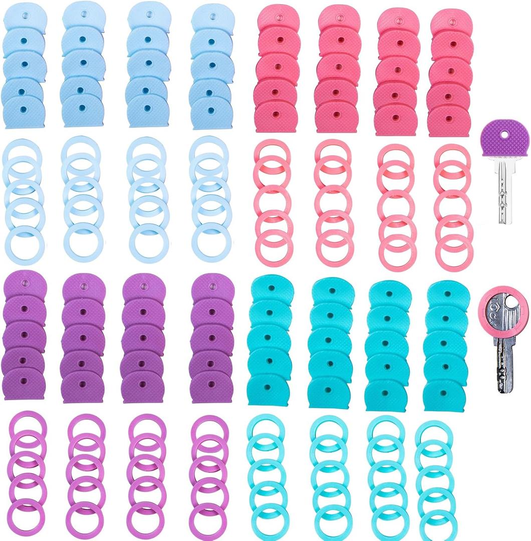 80 Pcs Key Covers Caps, Colored Plastic Key Covers for House Key Identifiers Markers Cute,Suitable for Office, House, Apartment Keys Durable and Anti-Fall