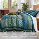King Quilt Set for Bed - 100% Cotton Quilts Patchwork Comforter Coverlet Bedspread Reversible 90"x104" with 2 Pillow Shams