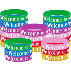 4 x CupaPlay 24PCS Welcome to My Class Party Rubber Wristbands, Welcome Back to School First Day of School Party Supplies Decorations Gifts Prize Goodie Bag Favors Silicone Wristband
