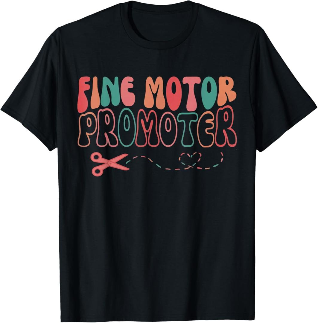 Groovy Fine Motor Promoter Occupational Therapy OT Therapist T-Shirt (M, Black)