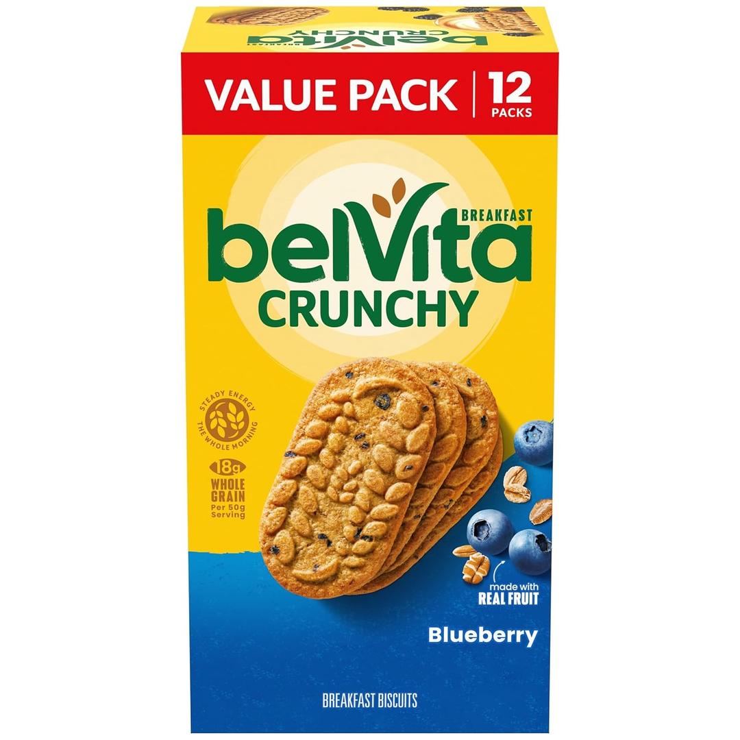 belVita Breakfast Bars Biscuits, Blueberry, Value Pack, 12 Packs (4 Biscuits Per Pack) (EXP 03/25/26)