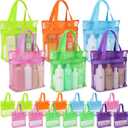 20 Pcs Mesh Shower Caddy Bags Portable Mesh Beach Bags Bulk with Zipper & 2 Pockets Hanging Toiletry and Bath Organizer for Gym Swimming Travel Camping College Dorms Beach (Fluorescent Color)