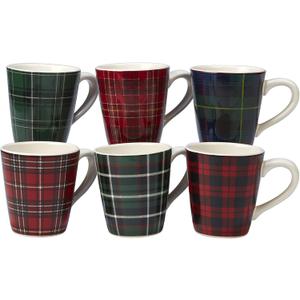Certified International Christmas Plaid 16 oz. Mug, Set of 6 Assorted Designs