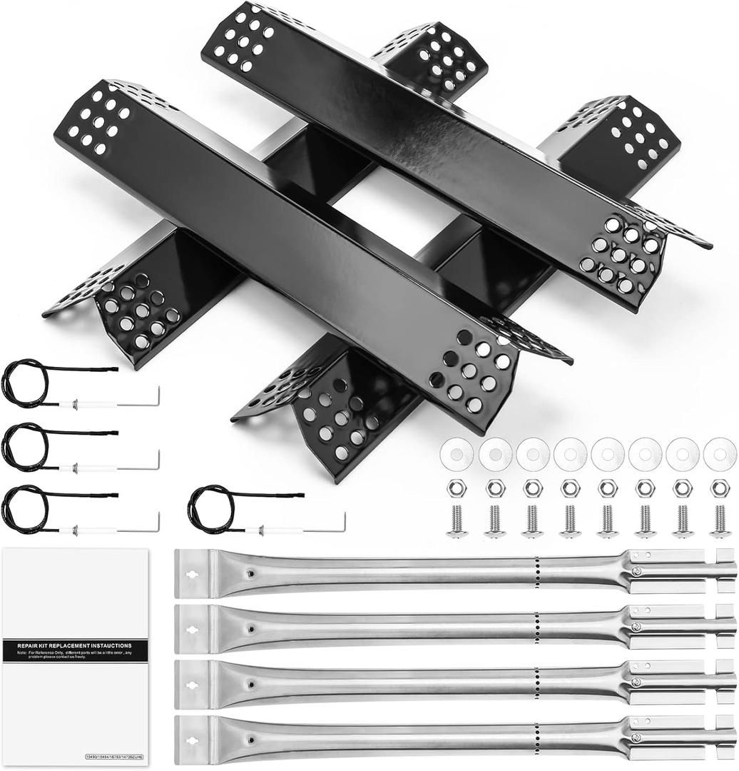 Uniflasy Grill Replacement Part for Kitchenaid 720-0954 720-0954GA 720-0733A 720-0745B, Kitchen Aid 4 Burner Grill Parts, 730-0733 730-0733A 730-0954GA Gas Burner, Heat Plate and Grill Ignitor Wires