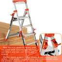 LANBITOU Ladder, Aluminum 5 Step Ladder with Handrails, Anti-Slip Wide Pedal, Tool Platform, Folding Step Stool Step Ladder for Stairs Home Outdoor Work, Lightweight-Portable, 330lbs-Capacity,