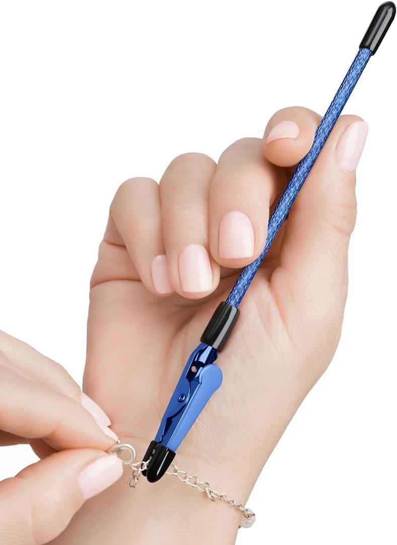 Mission Gallery Bracelet Helper Tool - Fastener Helper Tool for Bracelet, Necklace, Jewelry, Watch - Clip, Clasp Helper - Easy to Put on Yourself, Portable, Made of Metal, Blue