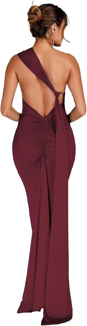 ABYOVRT Women Sexy Backless Dress Bodycon Sleeveless Open Back Maxi Dress Formal Cocktail Wedding Guest (M)