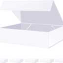 BLK&WH 6 Large Gift Boxes 13.5x10x3.5 Inches, White Gift Boxes with Magnetic Closure Lids, Sturdy Shirt Boxes, Rectangle Collapsible Boxes for Gift Packaging (Matte White)