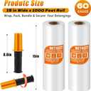 Stretch Film Shrink Wrap for Moving Supplies (15inch, 2 Pack) x 1000ft, Industrial Strength Plastic Wrap Stretch Roll for Pallet Wrapping Shipping Moving Boxes Storage Furniture with Handles, Clear