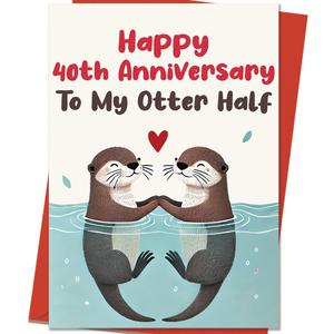 5 x 40th Anniversary Card Gifts for Couple Husband Wife | Funny 40 Year Wedding Anniversary Card Decorations for Men Women Him Her