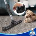 MR.SIGA Pet Hair Removal Rubber Broom with Built in Squeegee, 3 in 1 Floor Brush for Carpet, 61 inch Adjustable Handle, Includes 1 Microfiber Cloth for Floor Dusting